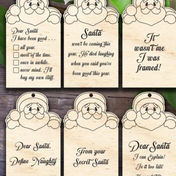 Intra απο ξύλο plywood  Χρώμα wenge 3mm-4mm πάχος - Αγαπητοί Άγιοι Χριστουγεννιάτικες ετικέτες V2 Δίασταση 15x15 cm INTRAFABR-113725566 - Image 1