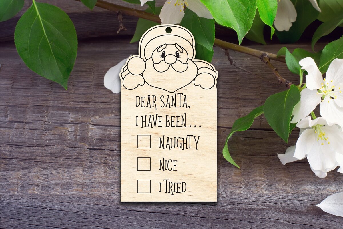 Intra απο ξύλο plywood  Χρώμα wenge 3mm-4mm πάχος - Αγαπητέ Άγιο Βασίλη που έχω πάει. . . Ετικέτα δώρου Δίασταση 5x10 cm INTRAFABR-113725751