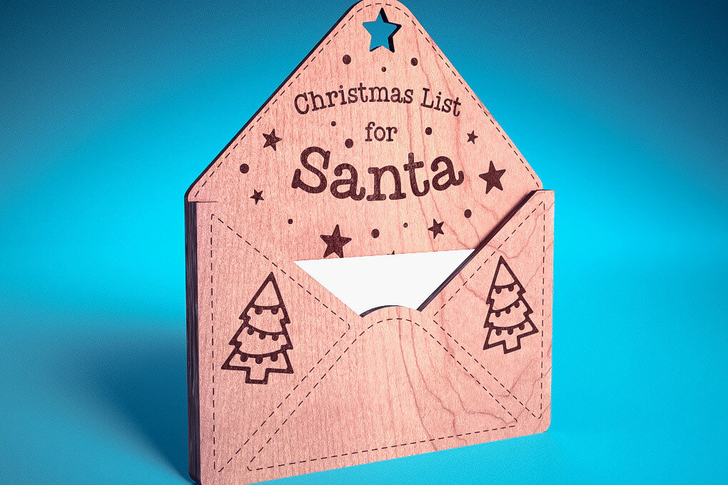 Intra απο ξύλο plywood  Χρώμα wenge 3mm-4mm πάχος - Dear Santa Ornament | Δίασταση 6x6 cm INTRAFABR-33057453