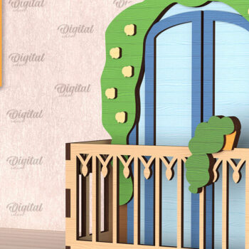 Intra απο ξύλο plywood  Χρώμα wenge 3mm-4mm πάχος - Διακοσμητικό Μπαλκόνι με Φυτά Κοπή Laser Δίασταση 30x20 cm INTRAFABR-97381266 - Image 1