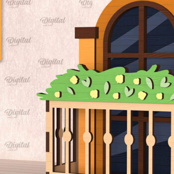 Intra απο ξύλο plywood  Χρώμα wenge 3mm-4mm πάχος - Διακοσμητικό Μπαλκόνι με Φυτά Κοπή Laser Δίασταση 30x20 cm INTRAFABR-68565464 - Image 1