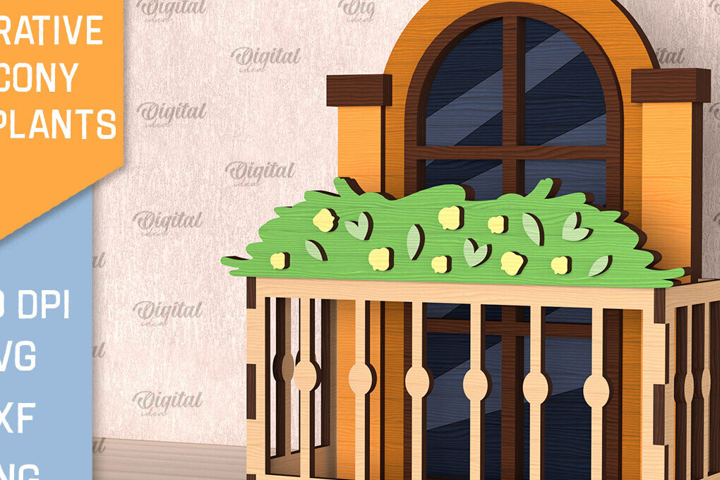 Intra απο ξύλο plywood  Χρώμα wenge 3mm-4mm πάχος - Διακοσμητικό Μπαλκόνι με Φυτά Κοπή Laser Δίασταση 30x20 cm INTRAFABR-68565464