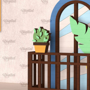 Intra απο ξύλο plywood  Χρώμα wenge 3mm-4mm πάχος - Διακοσμητικό Μπαλκόνι με Φυτά Κοπή Laser Δίασταση 30x20 cm INTRAFABR-95783157