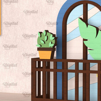 Intra απο ξύλο plywood  Χρώμα wenge 3mm-4mm πάχος - Διακοσμητικό Μπαλκόνι με Φυτά Κοπή Laser Δίασταση 30x20 cm INTRAFABR-95783157 - Image 1