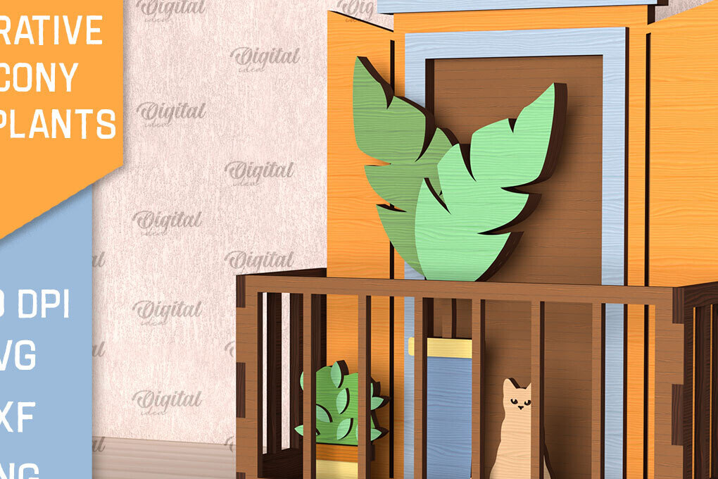 Intra απο ξύλο plywood  Χρώμα wenge 3mm-4mm πάχος - Διακοσμητικό Μπαλκόνι με Φυτά Κοπή Laser Δίασταση 30x20 cm INTRAFABR-100640080