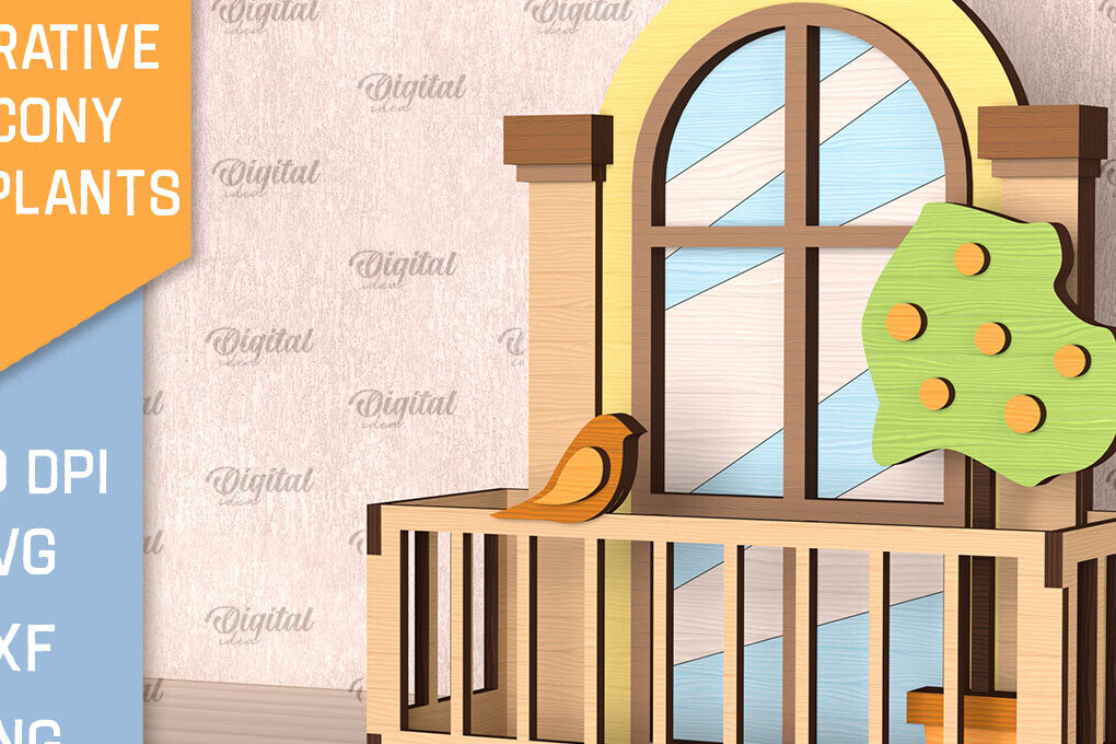 Intra απο ξύλο plywood  Χρώμα wenge 3mm-4mm πάχος - Διακοσμητικό Μπαλκόνι με Φυτά Κοπή Laser Δίασταση 30x20 cm INTRAFABR-16133244