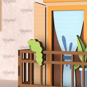 Intra απο ξύλο plywood  Χρώμα wenge 3mm-4mm πάχος - Διακοσμητικό Μπαλκόνι με Φυτά Κοπή Laser Δίασταση 30x20 cm INTRAFABR-115351402