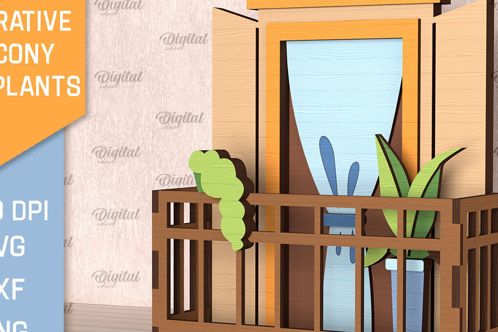 Intra απο ξύλο plywood  Χρώμα wenge 3mm-4mm πάχος - Διακοσμητικό Μπαλκόνι με Φυτά Κοπή Laser Δίασταση 30x20 cm INTRAFABR-115351402