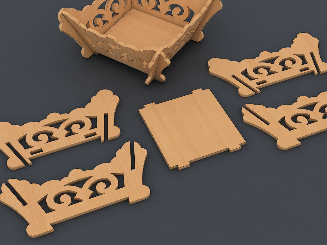 Intra απο ξύλο plywood  Χρώμα wenge 3mm-4mm πάχος - Πρότυπο κοπής με λέιζερ διακοσμητικό καλάθι Δίασταση 30x20 cm INTRAFABR-99195263