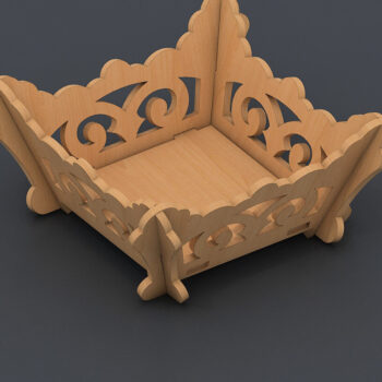 Intra απο ξύλο plywood  Χρώμα wenge 3mm-4mm πάχος - Πρότυπο κοπής με λέιζερ διακοσμητικό καλάθι Δίασταση 30x20 cm INTRAFABR-99195263 - Image 2