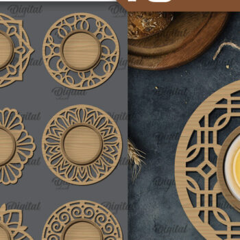 Intra απο ξύλο plywood Χρώμα wenge 3mm-4mm πάχος - Διακοσμητικό Κηροπήγιο Πακέτο LaserCut Δίασταση 30x20 cm INTRAFABR-88444101 - Image 1