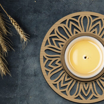 Intra απο ξύλο plywood  Χρώμα wenge 3mm-4mm πάχος - Διακοσμητικό Κηροπήγιο Σχέδιο LaserCut Δίασταση 30x20 cm INTRAFABR-113080697 - Image 1