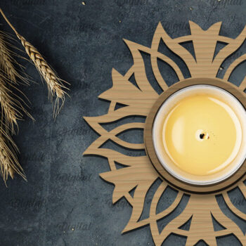 Intra απο ξύλο plywood  Χρώμα wenge 3mm-4mm πάχος - Διακοσμητικό Κηροπήγιο Σχέδιο LaserCut Δίασταση 30x20 cm INTRAFABR-113918710 - Image 1