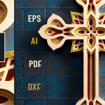 Intra απο ξύλο plywood  Χρώμα wenge 3mm-4mm πάχος - Διακοσμητικό κοπής με 3D Layered Cross Δίασταση 20x25 cm INTRAFABR-107490480 - Image 1