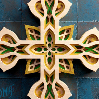 Intra απο ξύλο plywood  Χρώμα wenge 3mm-4mm πάχος - Διακοσμητικό κοπής με 3D Layered Cross Δίασταση 20x25 cm INTRAFABR-107490480 - Image 7