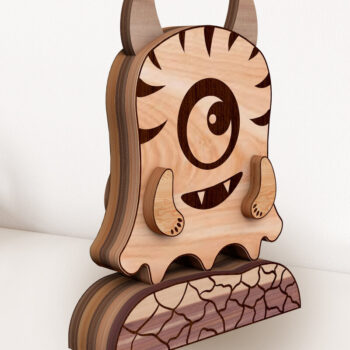 Intra απο ξύλο plywood  Χρώμα wenge 3mm-4mm πάχος - Διακοσμητικό κομμένο Cute Monster Δίασταση 8x2 cm INTRAFABR-107490604 - Image 1