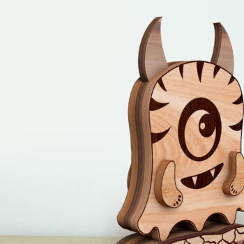 Intra απο ξύλο plywood  Χρώμα wenge 3mm-4mm πάχος - Διακοσμητικό κομμένο Cute Monster Δίασταση 8x2 cm INTRAFABR-107490604 - Image 3