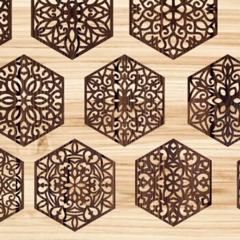 Intra απο ξύλο plywood  Χρώμα wenge 3mm-4mm πάχος - Διακοσμητικό Ποτό Εξαγωνικό Σουβέρ Δίασταση 30x20 cm INTRAFABR-107490668 - Image 3