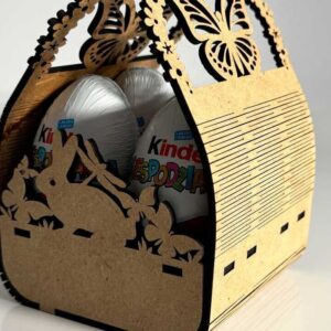 Intra απο ξύλο plywood  Χρώμα wenge 3mm-4mm πάχος - Διακοσμητικό πασχαλινό καλάθι κομμένο με λέιζερ Δίασταση 3x4 cm INTRAFABR-26174756