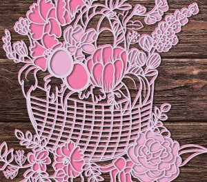 Intra απο ξύλο plywood  Χρώμα wenge 3mm-4mm πάχος - Διακοσμητικό Πασχαλινό Καλαθάκι 1518 Δίασταση 15x15 cm INTRAFABR-32554963