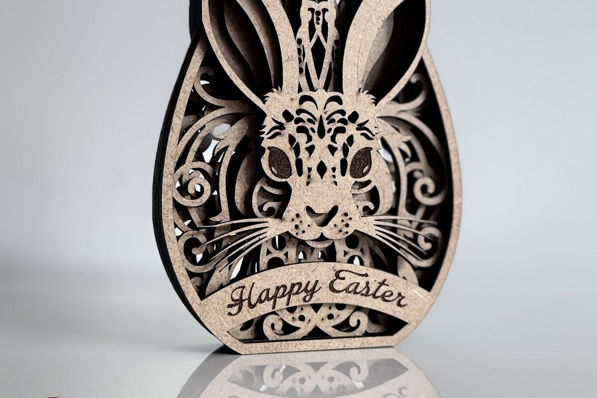 Intra απο ξύλο plywood  Χρώμα wenge 3mm-4mm πάχος - Διακοσμητικό πασχαλινό αυγό λαγουδάκι Δίασταση 5x4 cm INTRAFABR-120106600