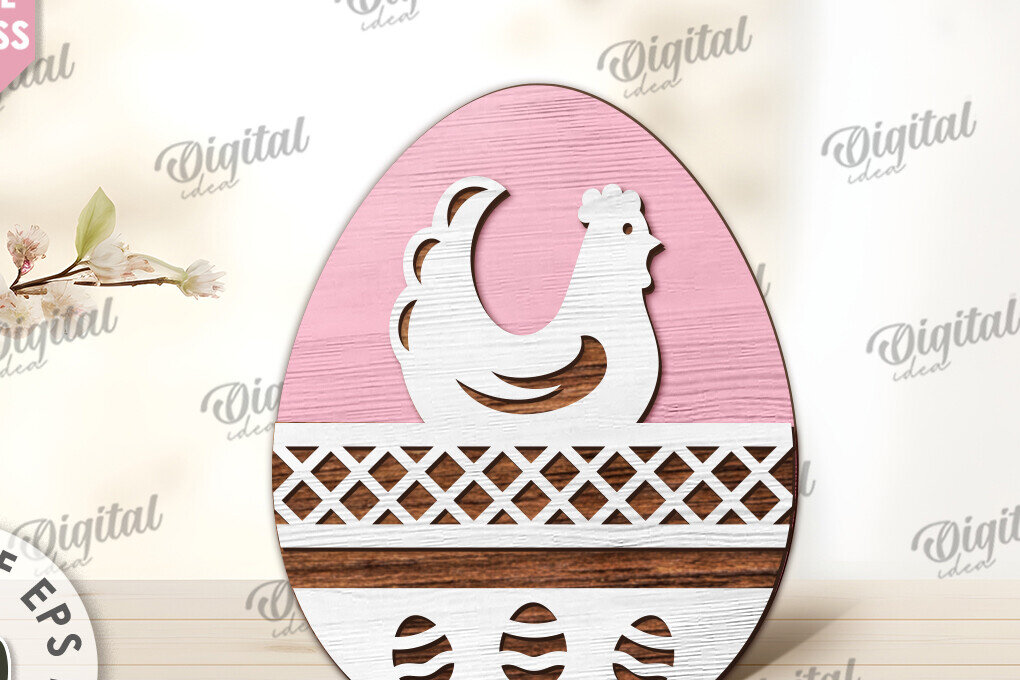 Intra απο ξύλο plywood  Χρώμα wenge 3mm-4mm πάχος - Διακοσμητικό πασχαλινό αυγό κοπής με λέιζερ. 3D αυγό Δίασταση 15x15 cm INTRAFABR-123138103