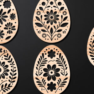 Intra απο ξύλο plywood  Χρώμα wenge 3mm-4mm πάχος - Διακοσμητικό Πασχαλινό Αυγό LaserCut Δίασταση 4x4 cm INTRAFABR-122962488