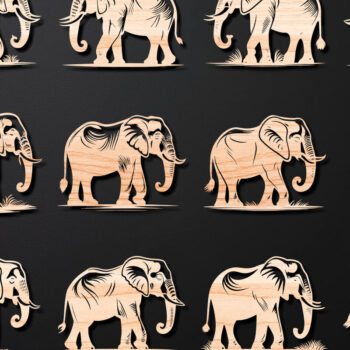 Intra απο ξύλο plywood Χρώμα wenge 3mm-4mm πάχος - Διακοσμητικό διάνυσμα κοπής λέιζερ ελέφαντα Δίασταση 20x20 cm INTRAFABR-114200497 - Image 1