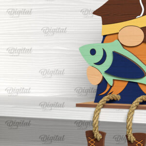 Intra απο ξύλο plywood 3mm-4mm πάχος - Διακοσμητικό ψάρεμα Gnome με λέιζερ Δίασταση 30x20 cm INTRAFABR-98040627