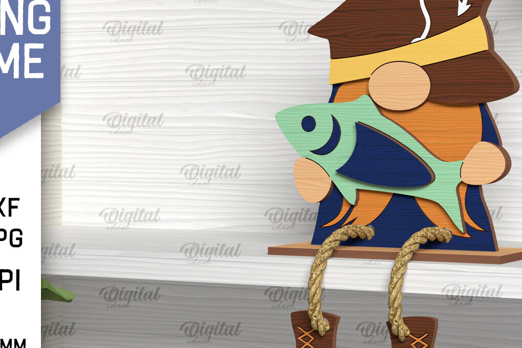 Intra απο ξύλο plywood  Χρώμα wenge 3mm-4mm πάχος - Διακοσμητικό ψάρεμα Gnome με λέιζερ Δίασταση 30x20 cm INTRAFABR-35440705