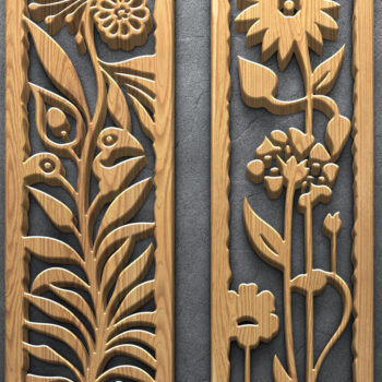 Intra απο ξύλο plywood  Χρώμα wenge 3mm-4mm πάχος - Σετ διακοσμητικό πάνελ λέιζερ λουλουδιών Δίασταση 3200x7200 cm INTRAFABR-116036186 - Image 2