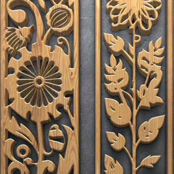 Intra απο ξύλο plywood  Χρώμα wenge 3mm-4mm πάχος - Σετ διακοσμητικό πάνελ λέιζερ λουλουδιών Δίασταση 3200x7200 cm INTRAFABR-116036186 - Image 3