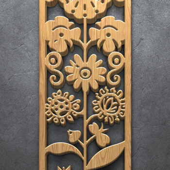 Intra απο ξύλο plywood  Χρώμα wenge 3mm-4mm πάχος - Σετ διακοσμητικό πάνελ λέιζερ λουλουδιών Δίασταση 3200x7200 cm INTRAFABR-116036186 - Image 4