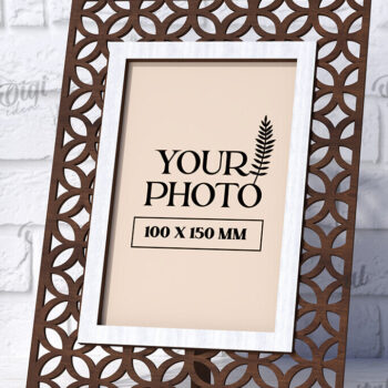 Intra απο ξύλο plywood  Χρώμα wenge 3mm-4mm πάχος - Διακοσμητικό πλαίσιο κοπής με λέιζερ Δίασταση 20x25 cm INTRAFABR-116091354 - Image 1