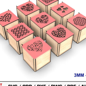 Intra απο ξύλο plywood  Χρώμα wenge 3mm-4mm πάχος - Διακοσμητικό κουτί δώρου κοπής με λέιζερ Δίασταση 20x20 cm INTRAFABR-116090896 - Image 1