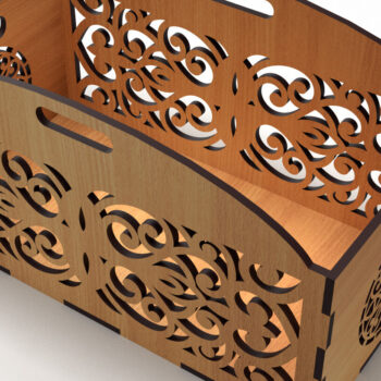 Intra απο ξύλο plywood  Χρώμα wenge 3mm-4mm πάχος - Διακοσμητικό κουτί δώρου Δίσκος κοπής με λέιζερ Δίασταση 15x15 cm INTRAFABR-92332081 - Image 2