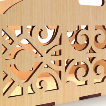 Intra απο ξύλο plywood  Χρώμα wenge 3mm-4mm πάχος - Διακοσμητικό κουτί δώρου Ξύλινο κουτί κοπής με λέιζερ Δίασταση 15x15 cm INTRAFABR-9098433 - Image 2