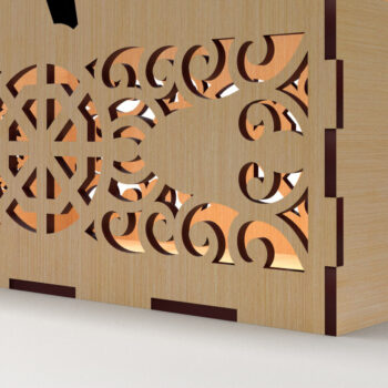 Intra απο ξύλο plywood  Χρώμα wenge 3mm-4mm πάχος - Διακοσμητικό κουτί δώρου Ξύλινο κουτί κοπής με λέιζερ Δίασταση 15x15 cm INTRAFABR-25952157 - Image 1