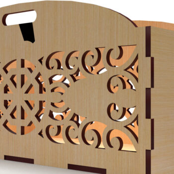 Intra απο ξύλο plywood  Χρώμα wenge 3mm-4mm πάχος - Διακοσμητικό κουτί δώρου Ξύλινο κουτί κοπής με λέιζερ Δίασταση 15x15 cm INTRAFABR-25952157 - Image 2