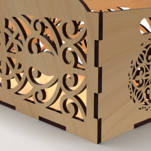 Intra απο ξύλο plywood  Χρώμα wenge 3mm-4mm πάχος - Διακοσμητικό κουτί δώρου Ξύλινο κουτί κοπής με λέιζερ Δίασταση 15x15 cm INTRAFABR-118208745