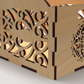 Intra απο ξύλο plywood  Χρώμα wenge 3mm-4mm πάχος - Διακοσμητικό κουτί δώρου Ξύλινο κουτί κοπής με λέιζερ Δίασταση 15x15 cm INTRAFABR-118208745 - Image 1