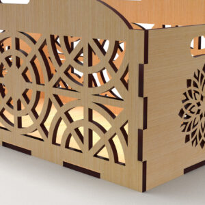 Intra απο ξύλο plywood  Χρώμα wenge 3mm-4mm πάχος - Διακοσμητικό κουτί δώρου Ξύλινο κουτί κοπής με λέιζερ Δίασταση 15x15 cm INTRAFABR-118208810