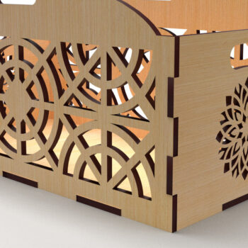 Intra απο ξύλο plywood  Χρώμα wenge 3mm-4mm πάχος - Διακοσμητικό κουτί δώρου Ξύλινο κουτί κοπής με λέιζερ Δίασταση 15x15 cm INTRAFABR-118208810 - Image 1