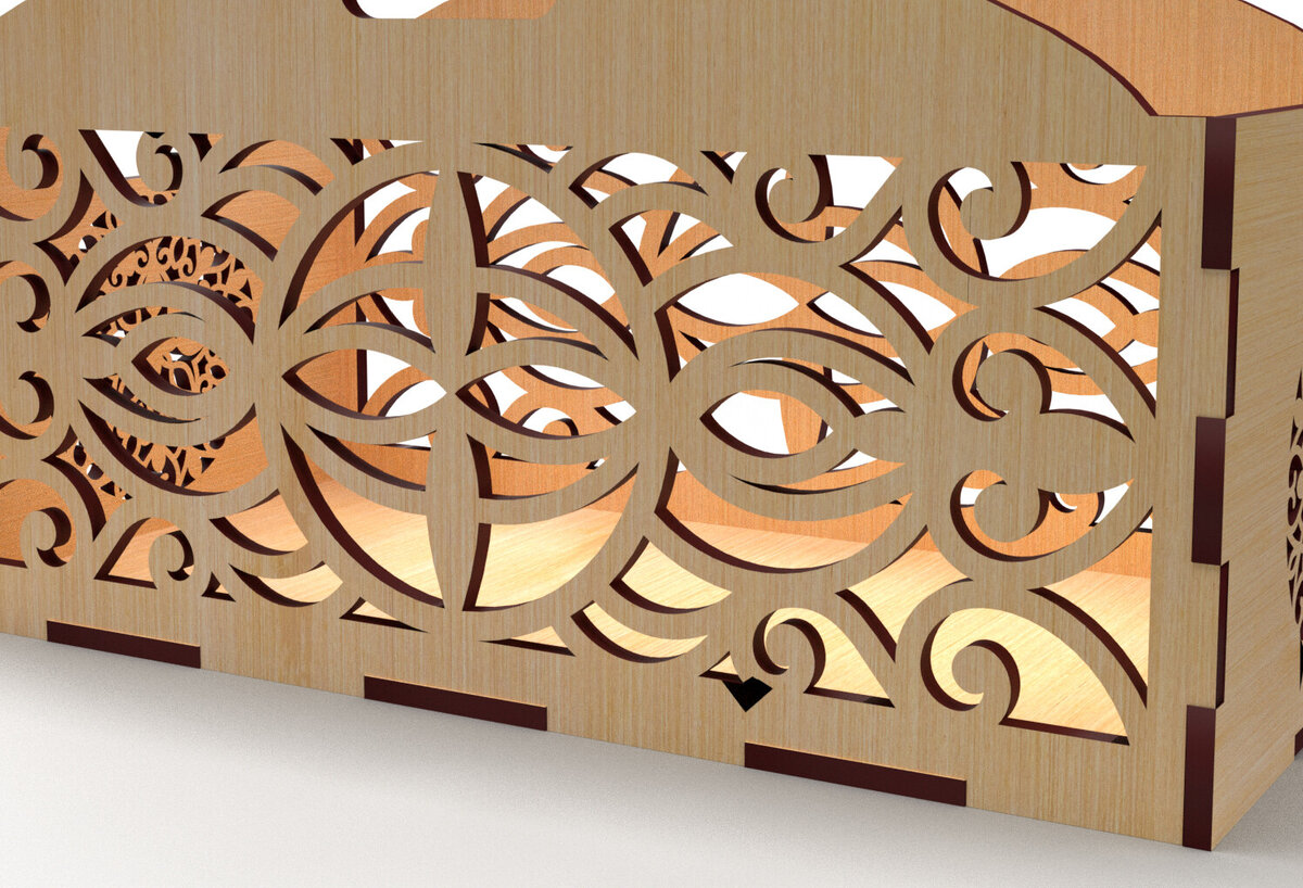 Intra απο ξύλο plywood  Χρώμα wenge 3mm-4mm πάχος - Διακοσμητικό κουτί δώρου Ξύλινο κουτί κοπής με λέιζερ Δίασταση 15x15 cm INTRAFABR-118208844