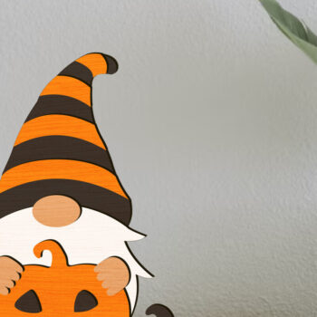 Intra απο ξύλο plywood  Χρώμα wenge 3mm-4mm πάχος - Διακοσμητικό Halloween Gnome με κολοκύθα Δίασταση 8x6 cm INTRAFABR-118208349 - Image 3