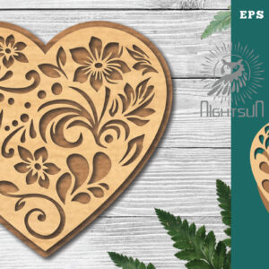 Intra απο ξύλο plywood  Χρώμα wenge 3mm-4mm πάχος - Διακοσμητικό διάκοσμο κοπής με λέιζερ καρδιάς 1 Δίασταση 20x20 cm INTRAFABR-117427383