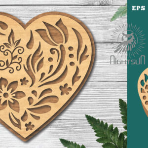 Intra απο ξύλο plywood  Χρώμα wenge 3mm-4mm πάχος - Διακοσμητικό διάκοσμο κοπής με λέιζερ καρδιάς 2 Δίασταση 20x20 cm INTRAFABR-117435250