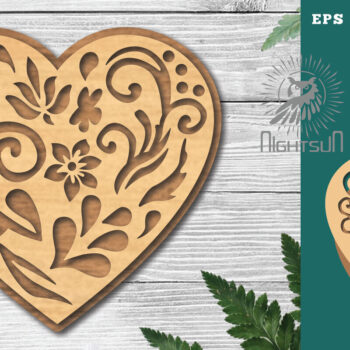 Intra απο ξύλο plywood  Χρώμα wenge 3mm-4mm πάχος - Διακοσμητικό διάκοσμο κοπής με λέιζερ καρδιάς 4 Δίασταση 20x20 cm INTRAFABR-117733975 - Image 1