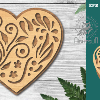 Intra απο ξύλο plywood 3mm-4mm πάχος - Διακοσμητικό διάκοσμο κοπής με λέιζερ καρδιάς 6 Δίασταση 20x20 cm INTRAFABR-116922532 - Image 1