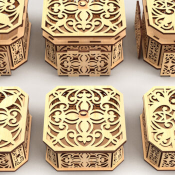 Intra απο ξύλο plywood Χρώμα wenge 3mm-4mm πάχος - Διακοσμητικό κουτί δώρου με εξάγωνο 2 Δίασταση 15x15 cm INTRAFABR-117781389 - Image 3